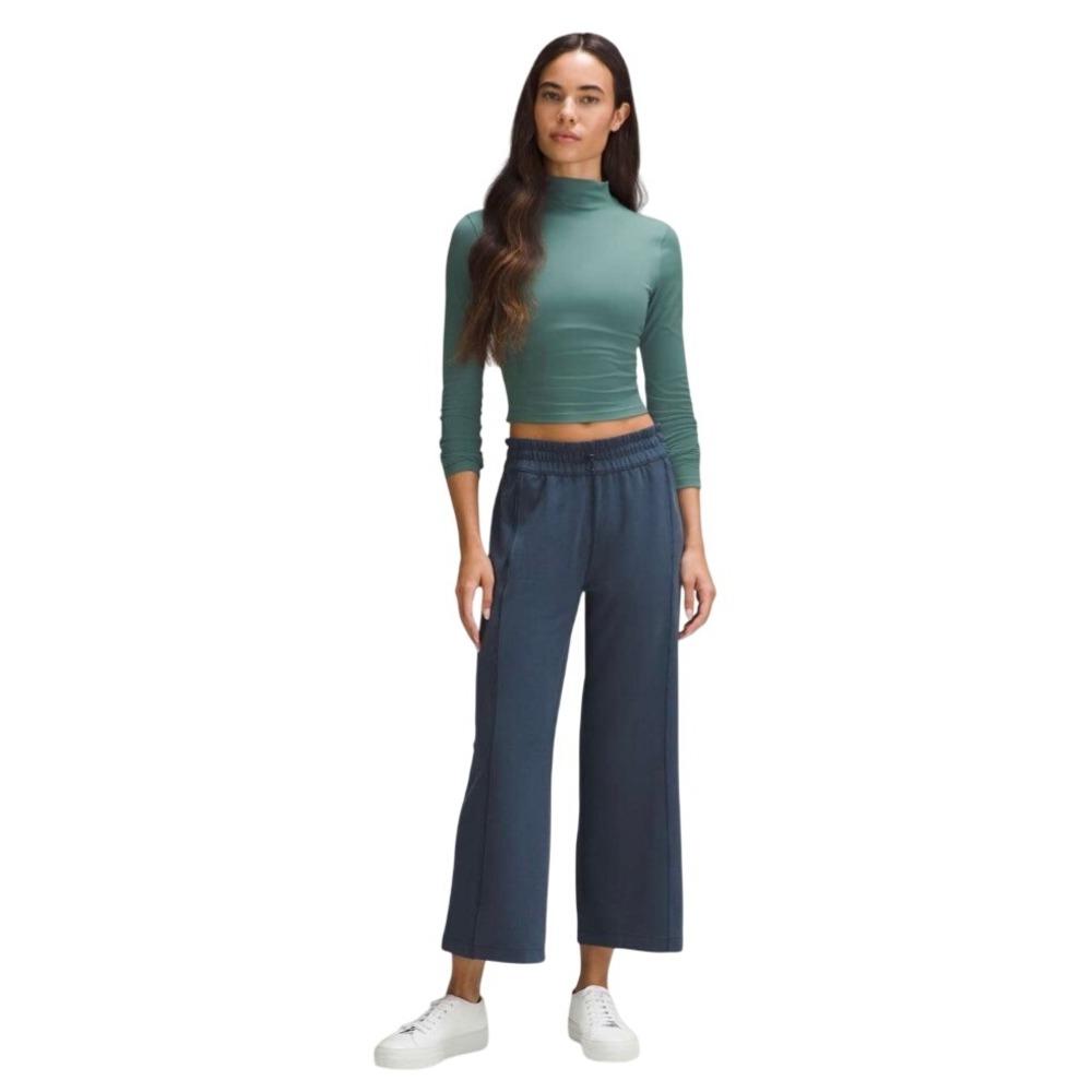 Lululemon Ribbed Softstreme Mid-Rise Wide-Leg Cropped Pant 25" Women Size 6
